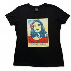 Obey Black Graphic Tee with "We The People" Design Size Large
